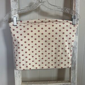 Aerie Cream Tube Top with Red Floral Print